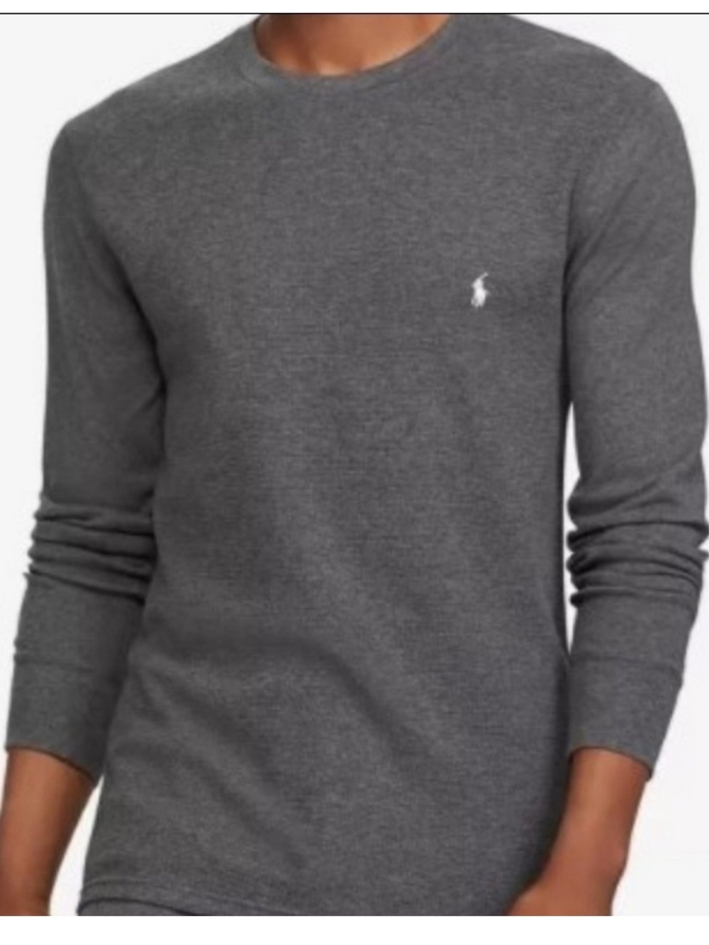 Polo Ralph Lauren Thermal Waffle Knit Long Sleeve Shirt Mens M Dark Gray Sleep